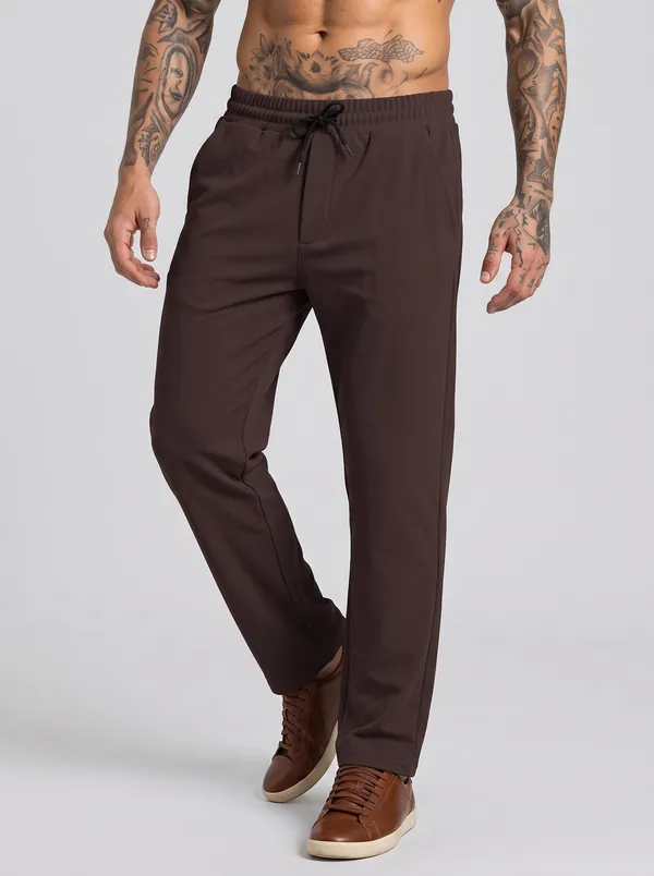 Brown_4_Way_Twill_Straight_Fit_Trousers_For_Men