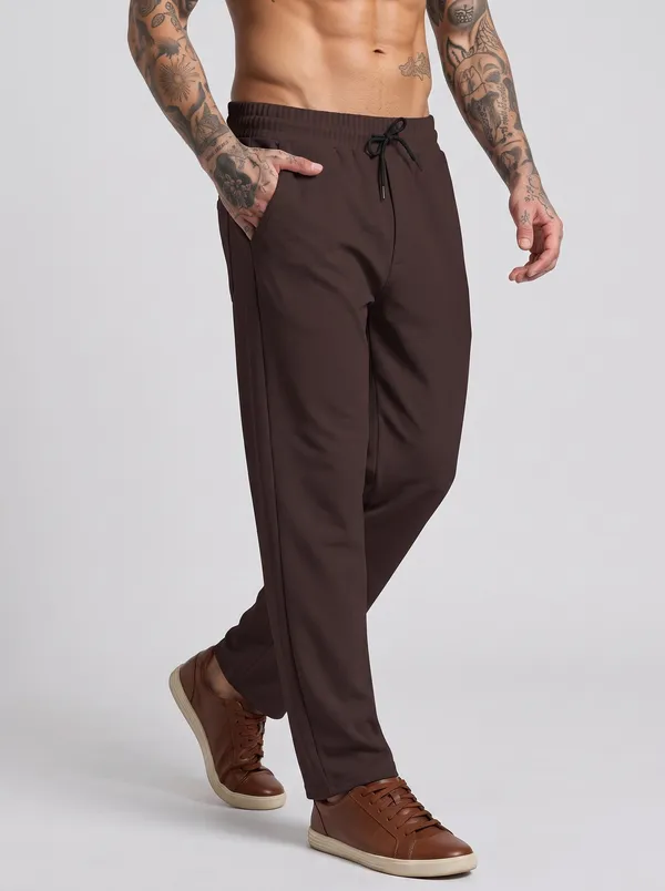 Brown_4_Way_Twill_Straight_Fit_Trousers_For_Men