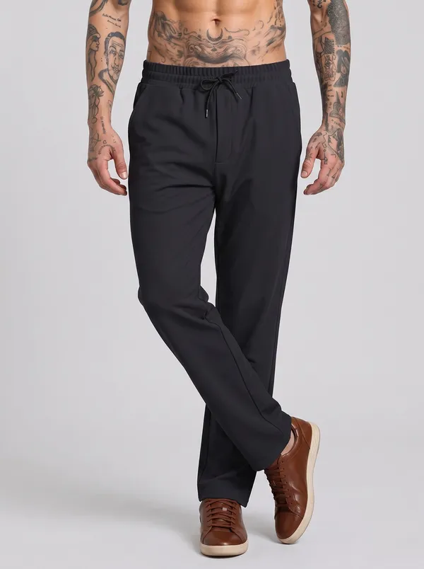 Black_4_Way_Twill_Casual_Fit_Jogger_Pants_For_Men