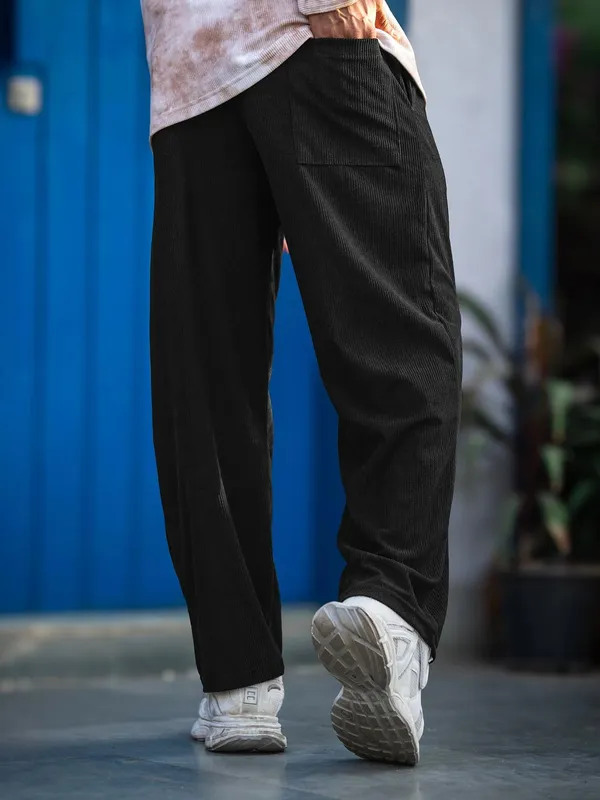 Black_Corduroy_Relaxed_Fit_Trousers_For_Men
