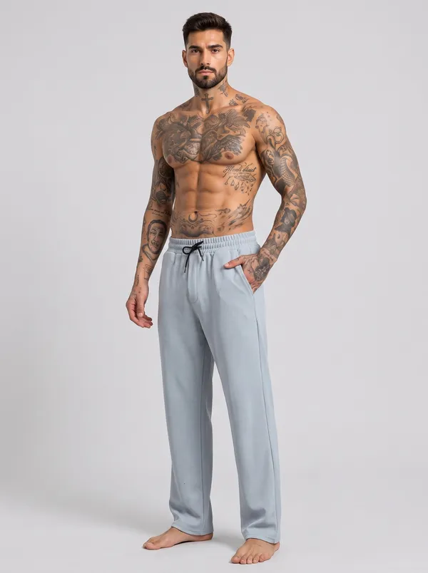 Light_Grey_4_Way_Twill_Regular_Fit_Jogger_Pants_For_Men
