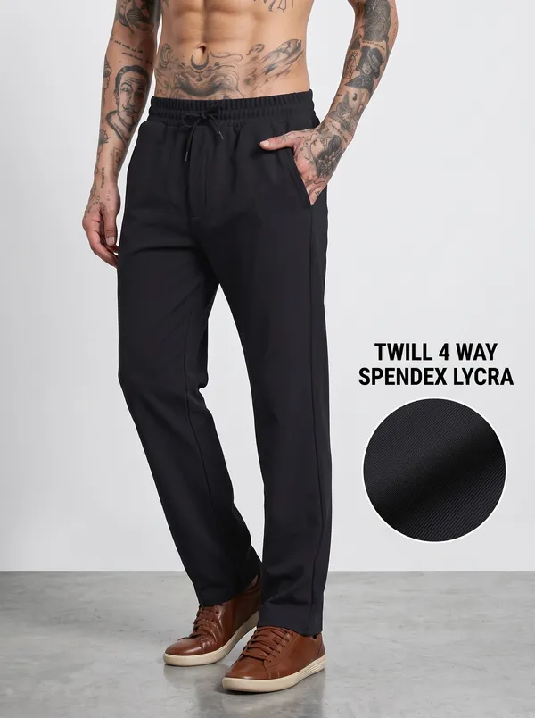 Black_4_Way_Twill_Casual_Fit_Jogger_Pants_For_Men