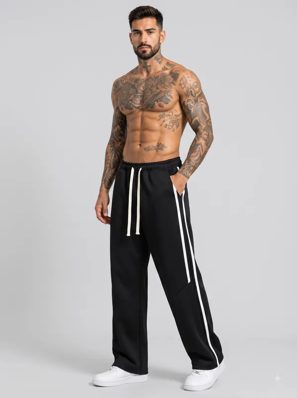 Black_4_Way_Twill_Relaxed_Fit_Track_Pants_For_Men