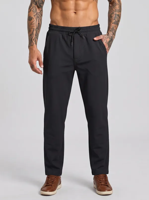 Black_4_Way_Twill_Casual_Fit_Jogger_Pants_For_Men