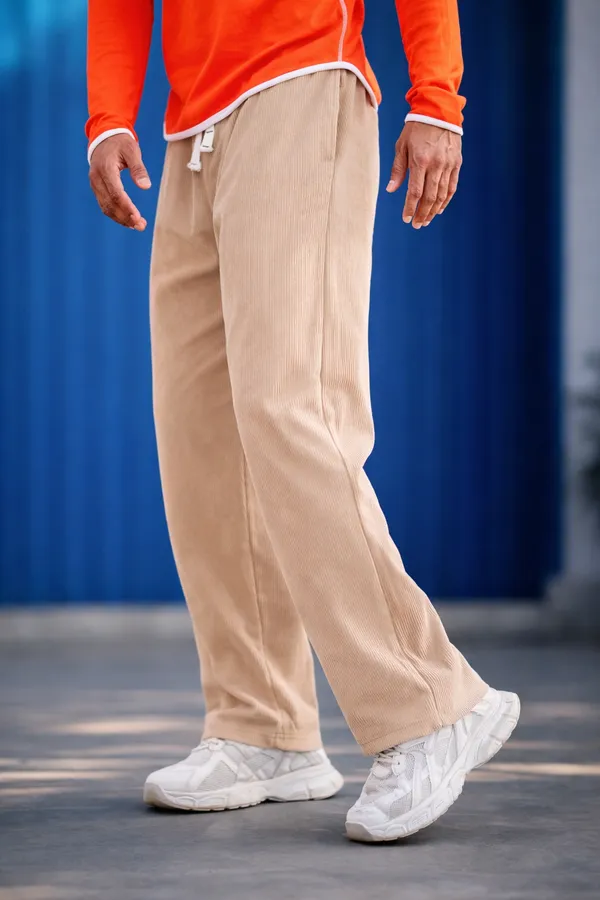 Cream_Corduroy_Relaxed_Fit_Cargo_Pants_For_Men
