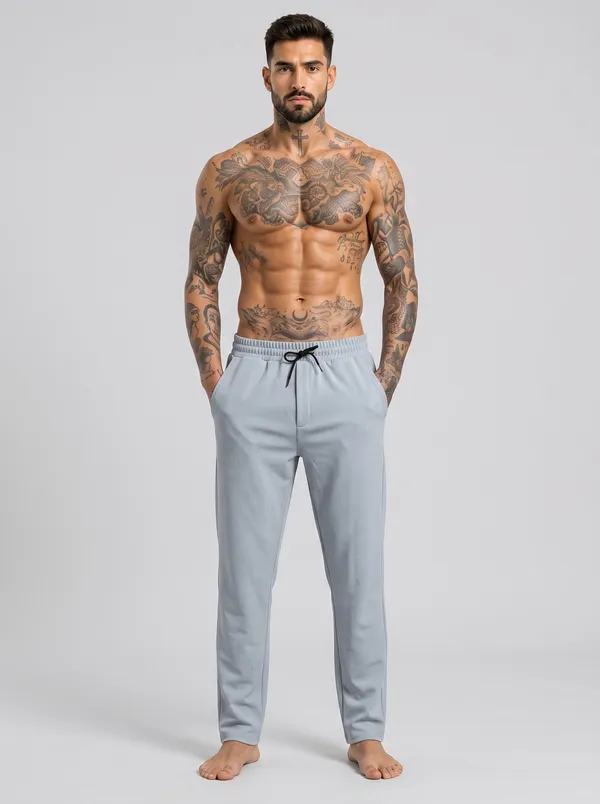 Light_Grey_4_Way_Twill_Regular_Fit_Jogger_Pants_For_Men