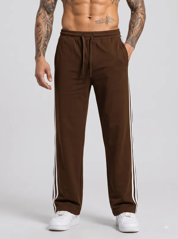 Brown_4_Way_Twill_Relaxed_Fit_Track_Pants_For_Men