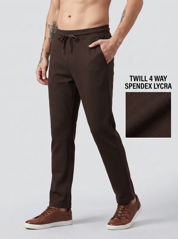Brown_4_Way_Twill_Straight_Fit_Trousers_For_Men