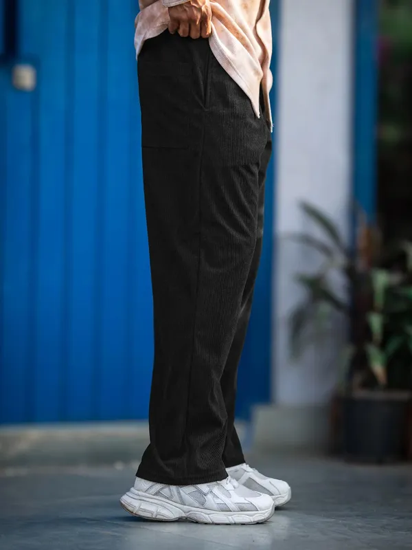 Black_Corduroy_Relaxed_Fit_Trousers_For_Men