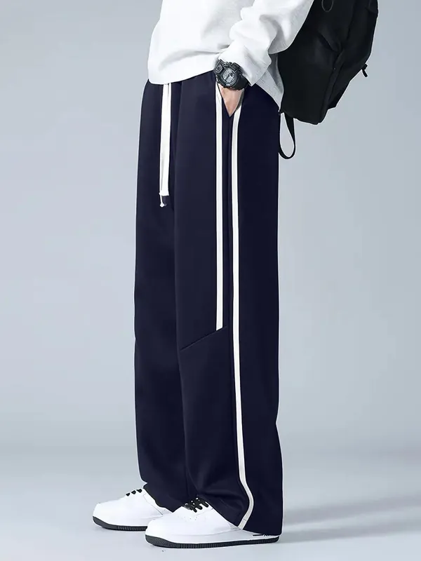 Navy_4_Way_Twill_Wide_Leg_Track_Pants_For_Men