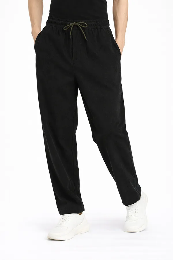 Black_4_Way_Twill_Relaxed_Fit_Jogger_Pants_For_Men