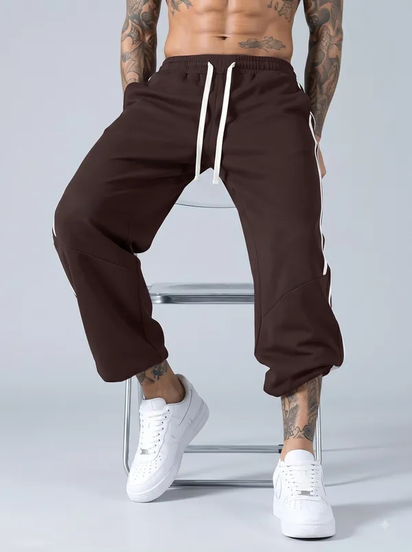 Brown_4_Way_Twill_Relaxed_Fit_Track_Pants_For_Men