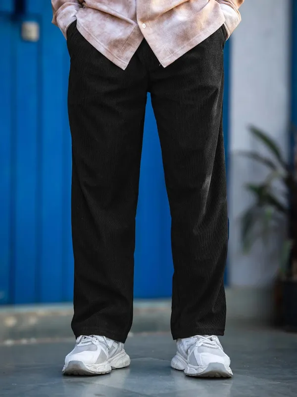 Black_Corduroy_Relaxed_Fit_Trousers_For_Men