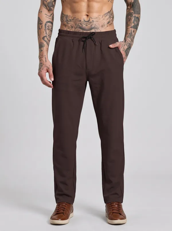 Brown_4_Way_Twill_Straight_Fit_Trousers_For_Men