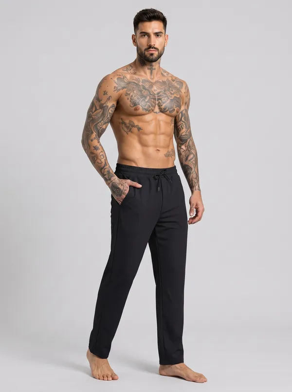 Black_4_Way_Twill_Casual_Fit_Jogger_Pants_For_Men