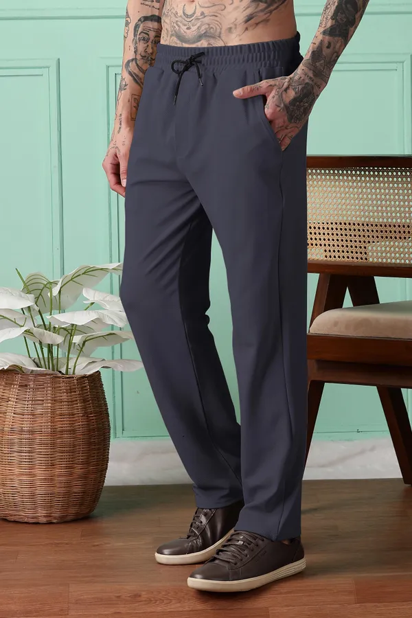 Dark_Grey_4_Way_Twill_Relaxed_Fit_Drawstring_Trousers_For_Men