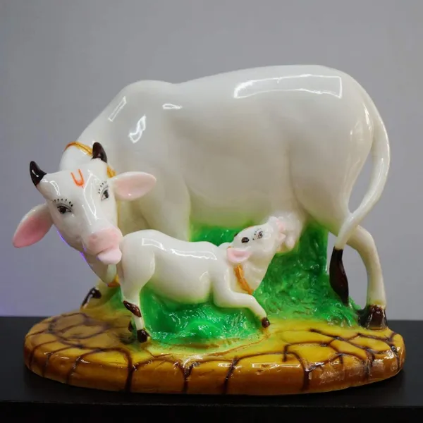 Kamdhenu_Cow_And_Calf_Idol_Polyresin_Figurine