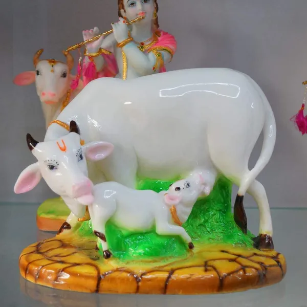 Kamdhenu_Cow_And_Calf_Idol_Polyresin_Figurine