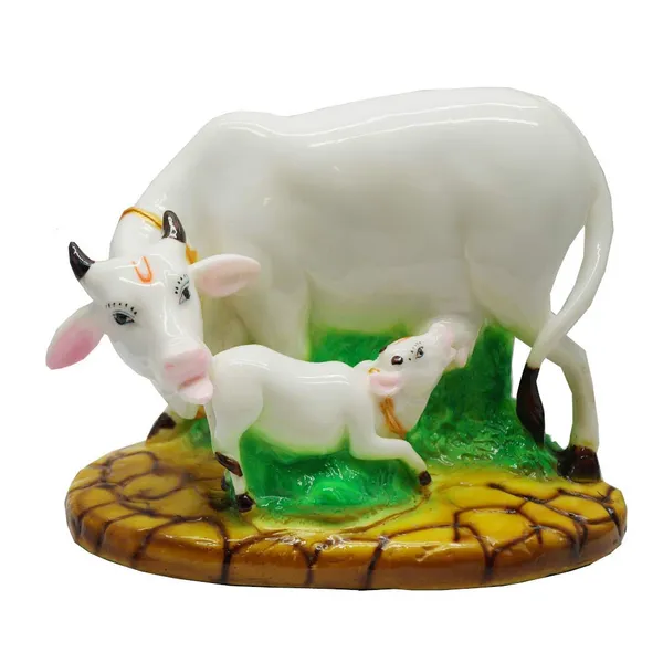 Kamdhenu_Cow_And_Calf_Idol_Polyresin_Figurine