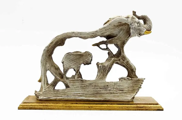 Resin_Elephant_Showpiece_On_Wooden_Base