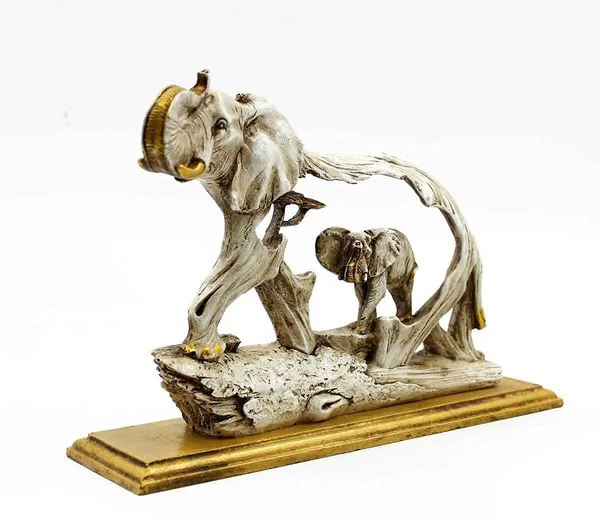 Resin_Elephant_Showpiece_On_Wooden_Base