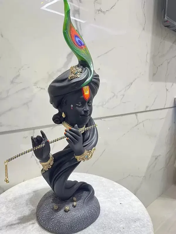 Lord_Krishna_Resin_Statue_With_Peacock_Feather