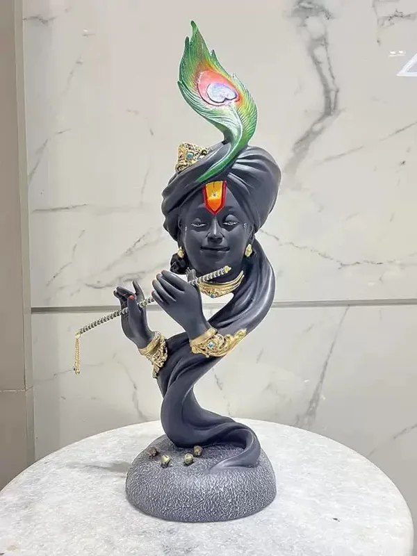 Lord_Krishna_Resin_Statue_With_Peacock_Feather