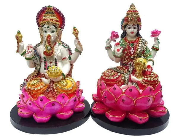Ganesha_And_Lakshmi_Idol_With_Marble_Finishing
