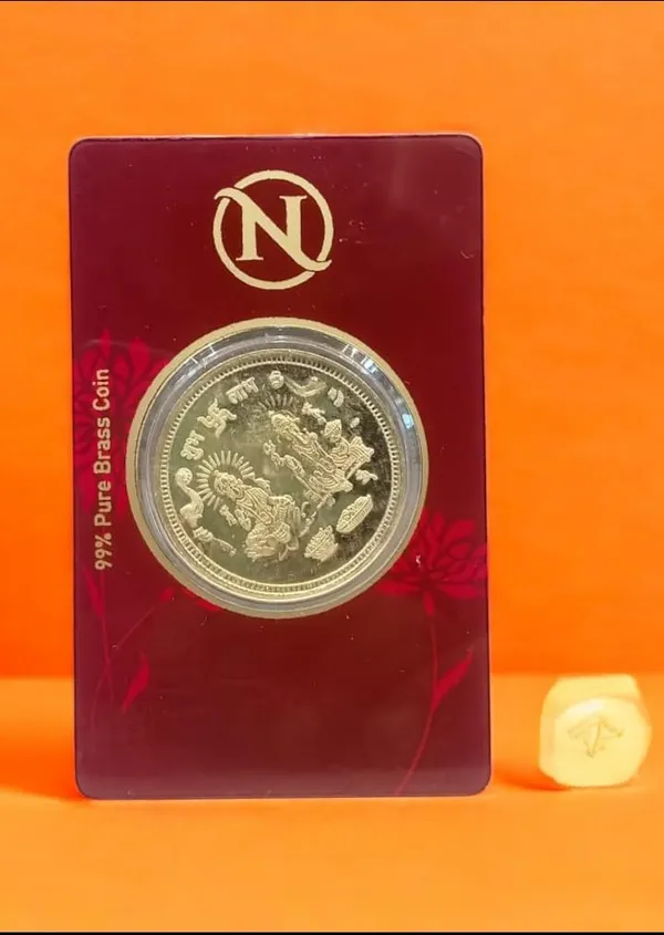Brass_Laxmi_Ganesha_Commemorative_Coin_With_Display_Card