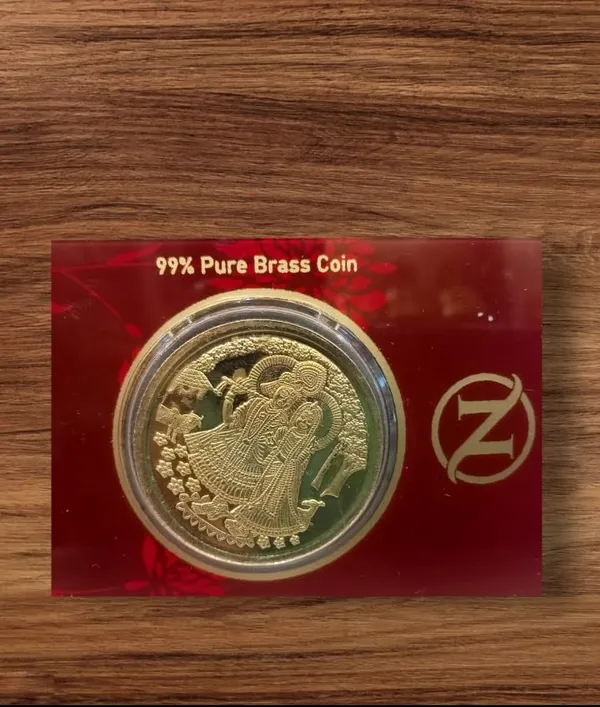 Brass_Radha_Krishna_Commemorative_Coin_With_Display_Card