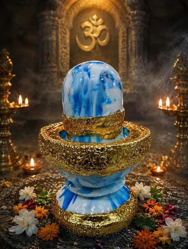 Marble_Shivling_Mandir_With_Gold_Finish