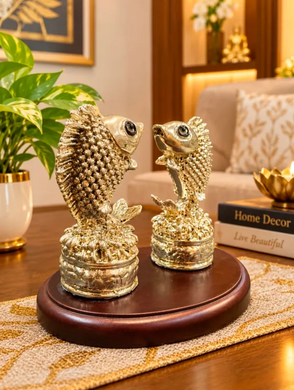 Silver_Fish_Figurine_On_Wooden_Base