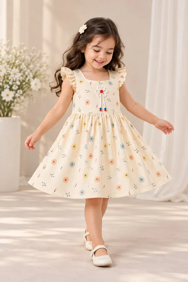 Cream_Printed_Fit_And_Flare_Dress_for_Girls