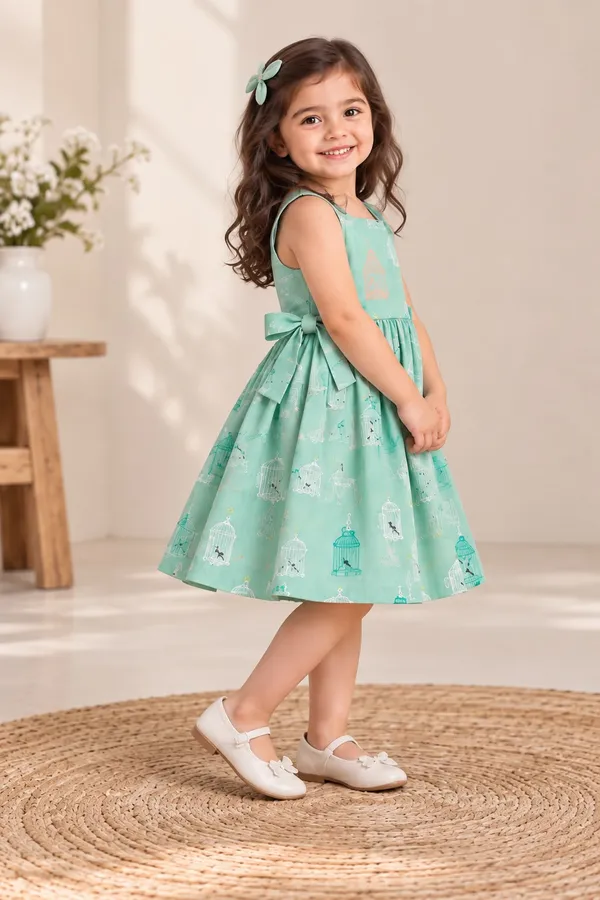 Green_Printed_Sleeveless_Dress_For_Girls