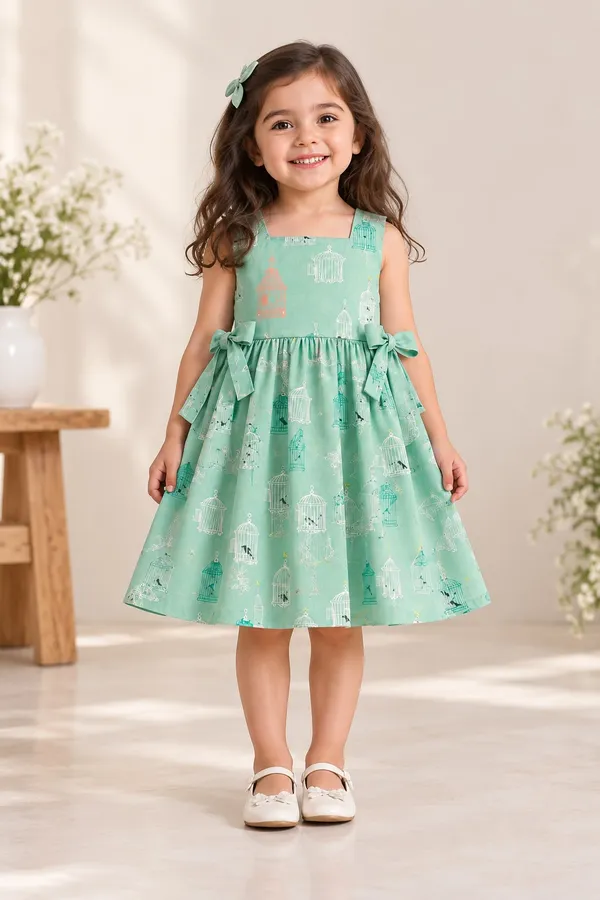 Green_Printed_Sleeveless_Dress_For_Girls
