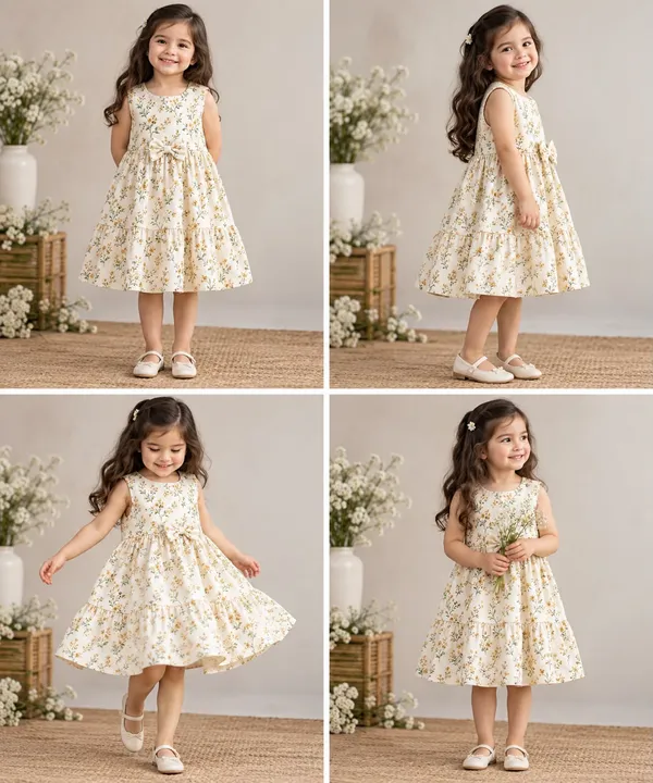 Cream_Floral_Sleeveless_Dress_for_Girls