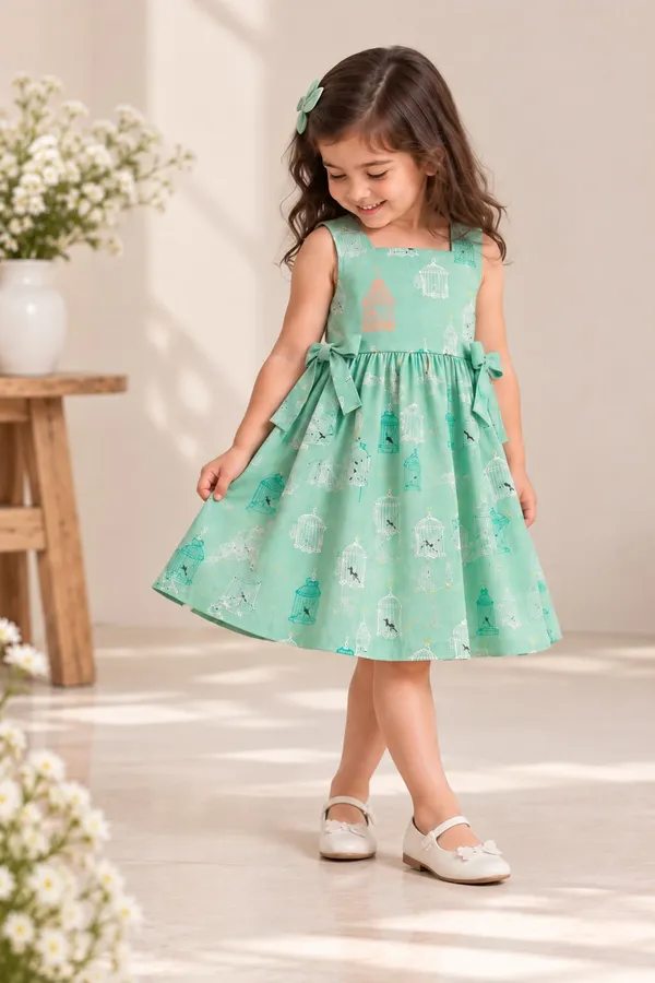 Green_Printed_Sleeveless_Dress_For_Girls