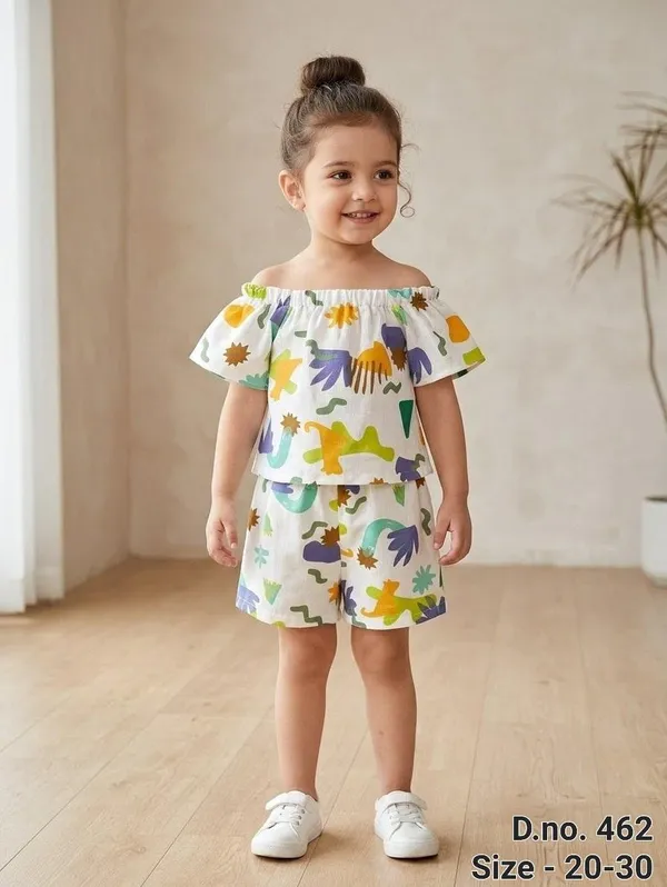 White_Printed_Two-Piece_Set_for_Girls