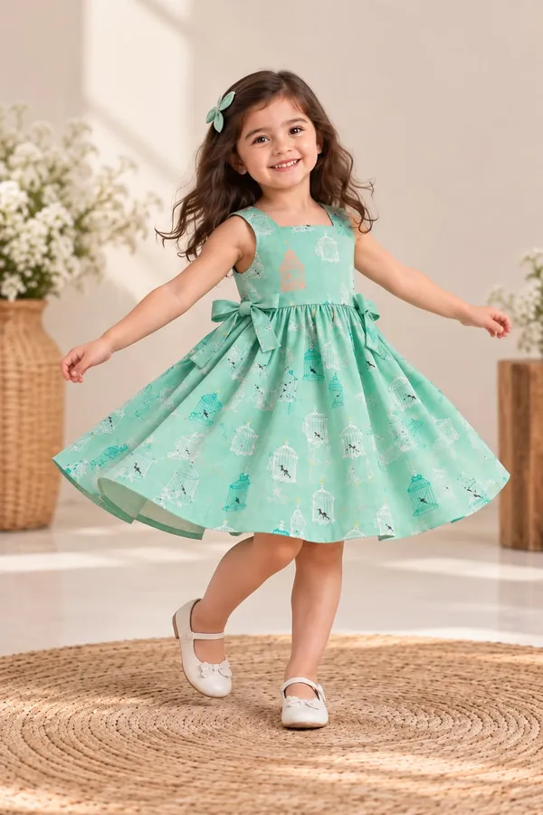 Green_Printed_Sleeveless_Dress_For_Girls