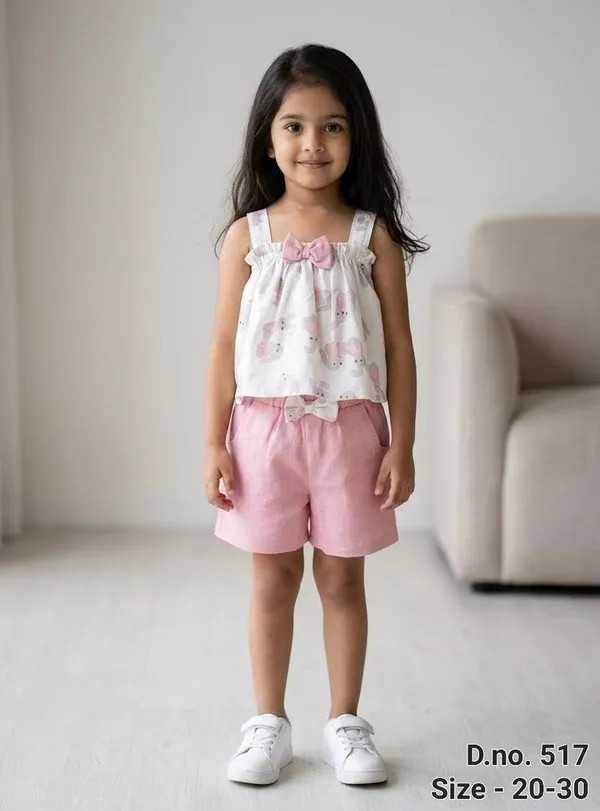 Pink_Printed_Sleeveless_Top_And_Shorts_Set_for_Girls