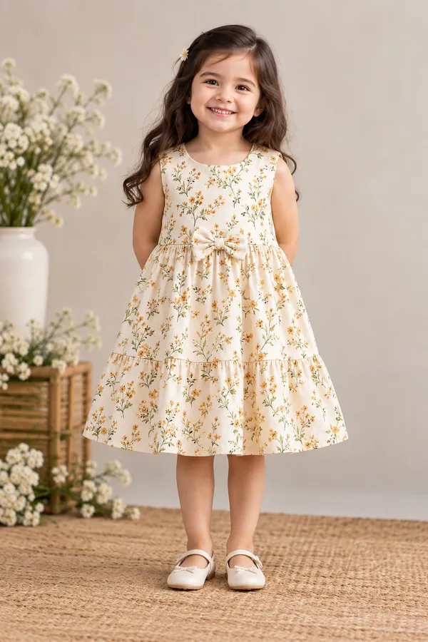 Cream_Floral_Sleeveless_Dress_for_Girls