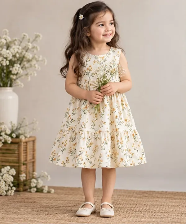 Cream_Floral_Sleeveless_Dress_for_Girls