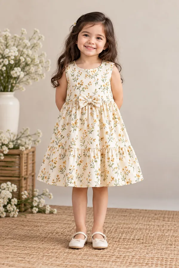 Cream_Floral_Sleeveless_Dress_for_Girls