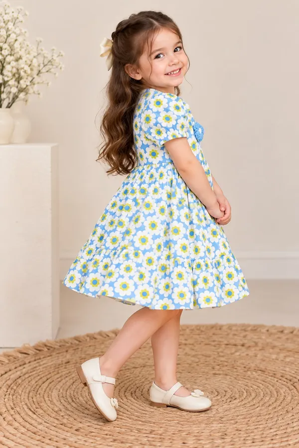 Blue_Floral_Print_Puff_Sleeve_Dress_for_Girls