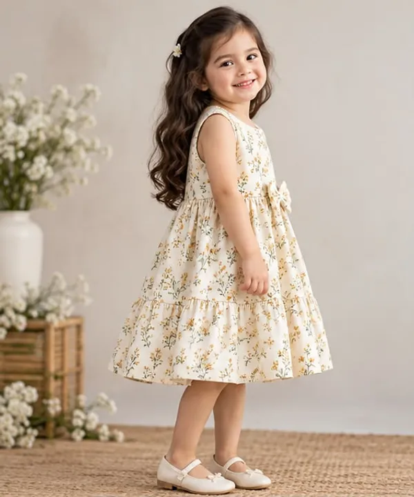 Cream_Floral_Sleeveless_Dress_for_Girls