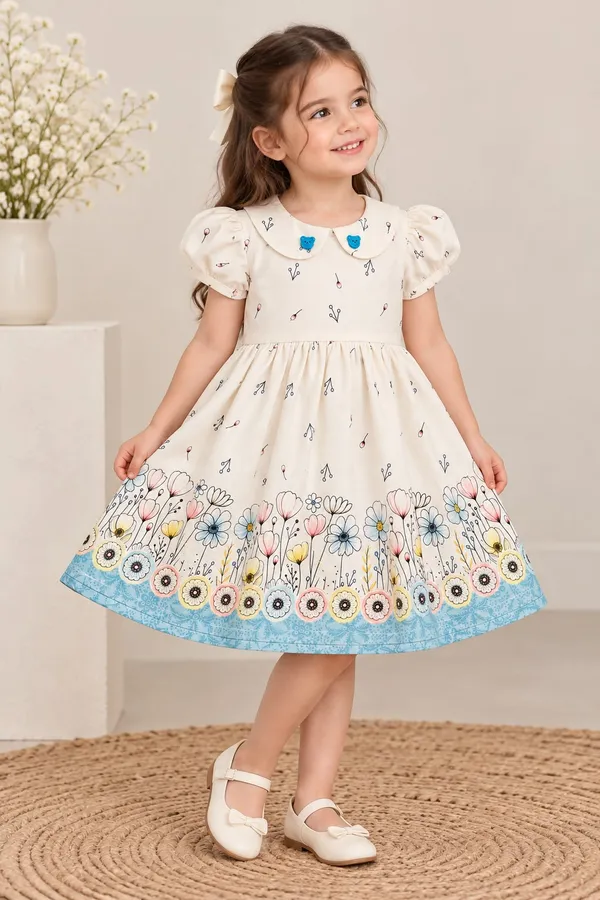 Cream_Floral_Print_Fit_And_Flare_Dress_for_Girls