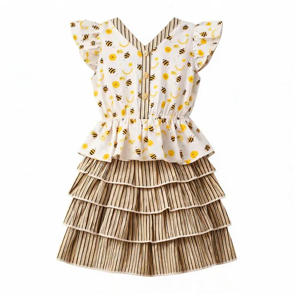 White_And_Yellow_Printed_Tiered_Dress_for_Girls