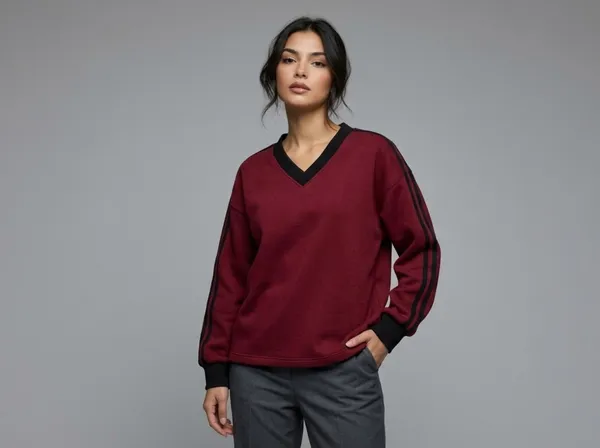 Maroon_V-Neck_Sweatshirt_for_Unisex