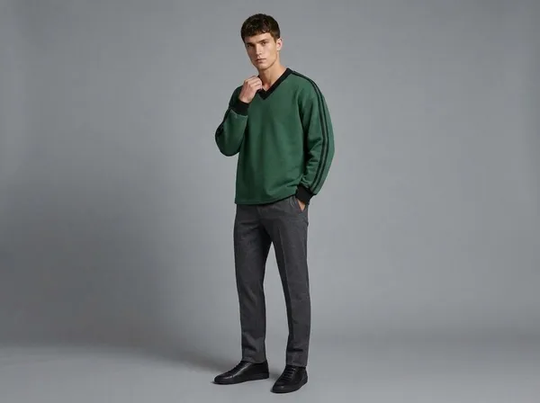 Green_Regular_Fit_V-Neck_Sweatshirt_for_Men