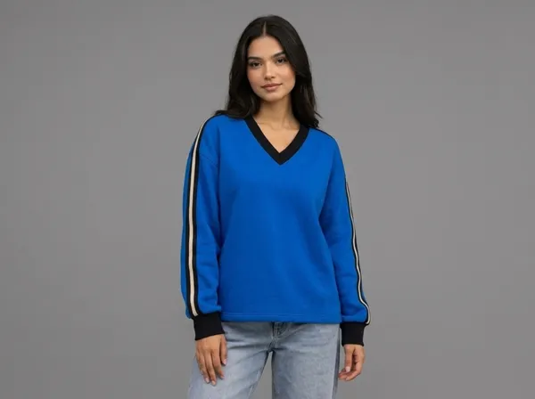 Blue_V_Neck_Sweatshirt_for_Women